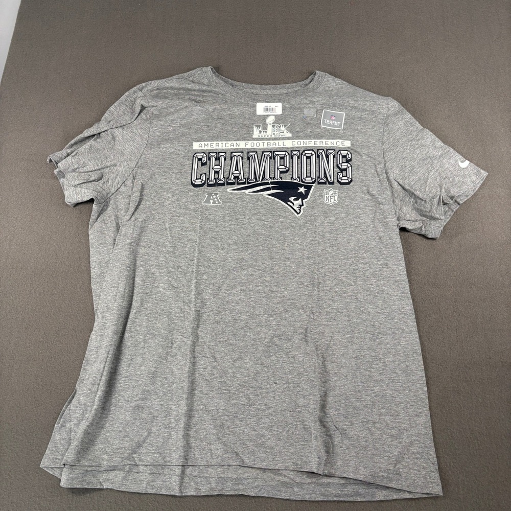 Nike New England Patriots Super Bowl LVI AFC Champions T-Shirt Mens XXL Grey